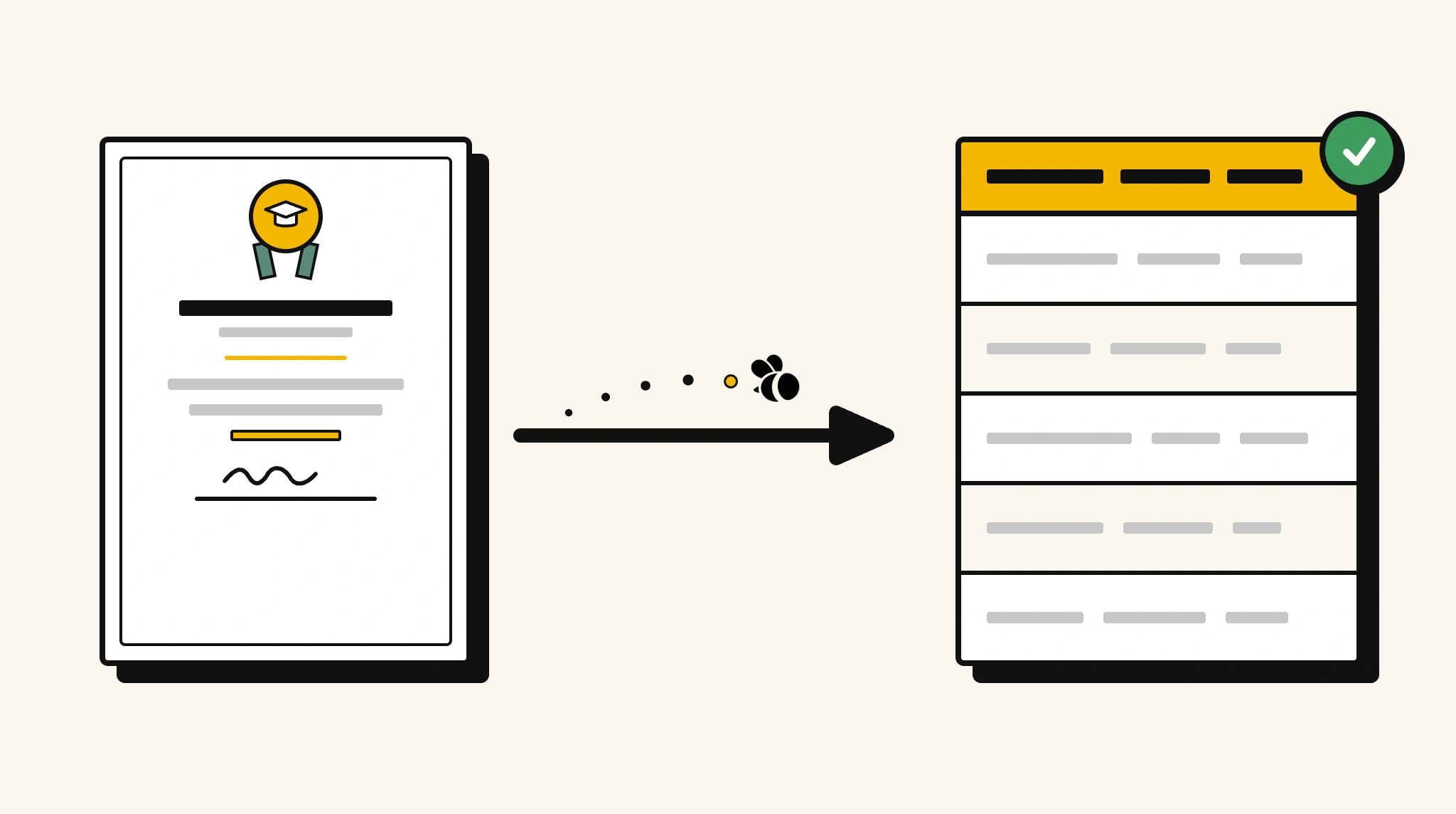 Extracting structured data from a academic certificate into a spreadsheet with ParserBee