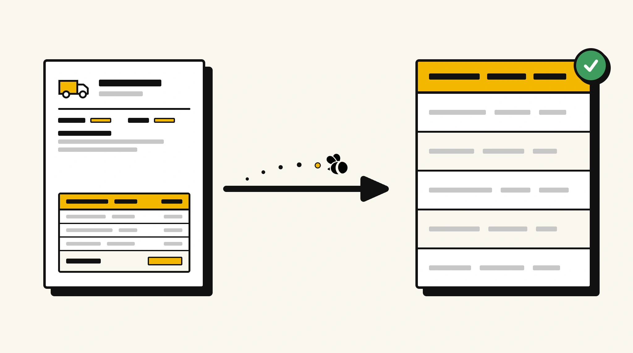 Extracting structured data from a commercial invoice into a spreadsheet with ParserBee