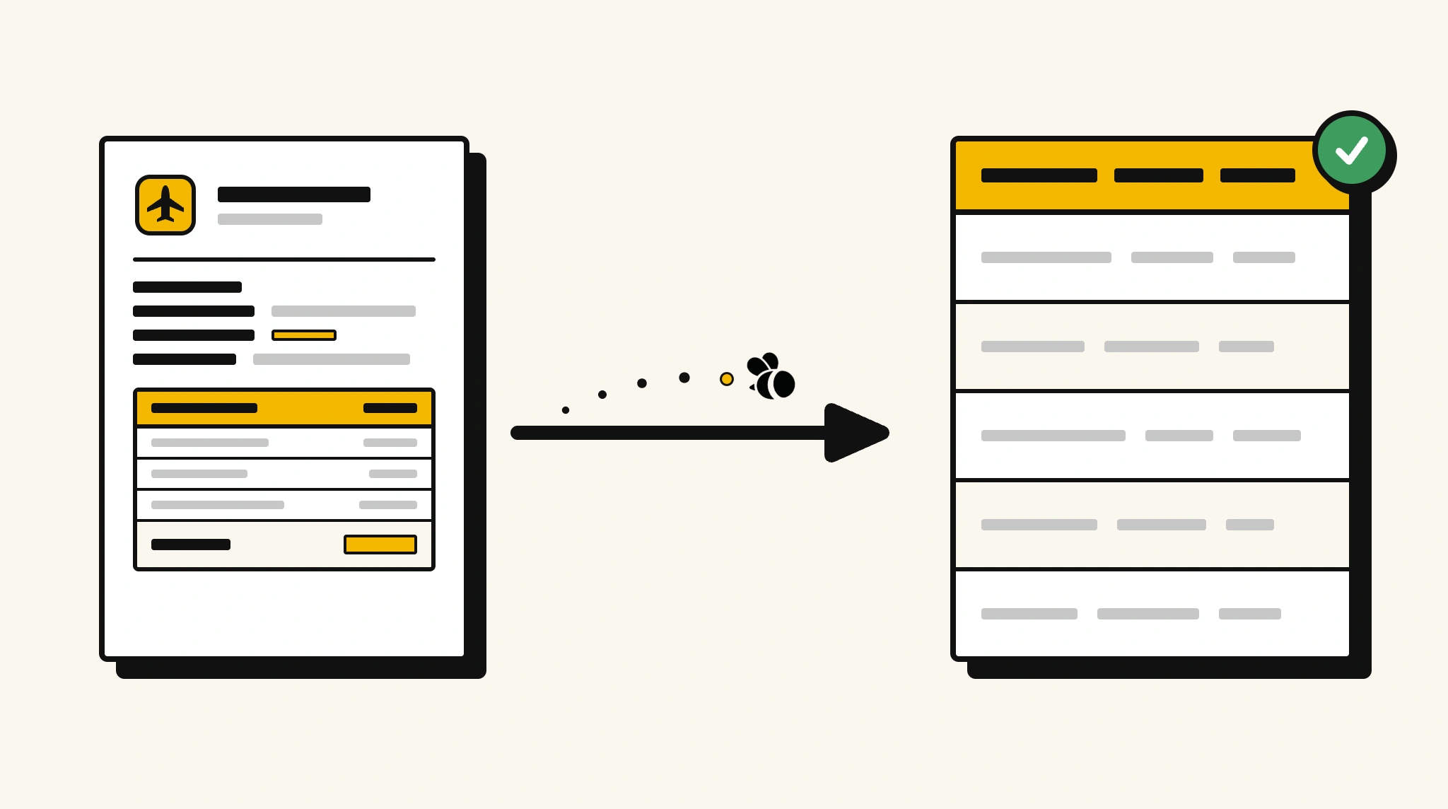 Extracting structured data from a hotel invoice into a spreadsheet with ParserBee