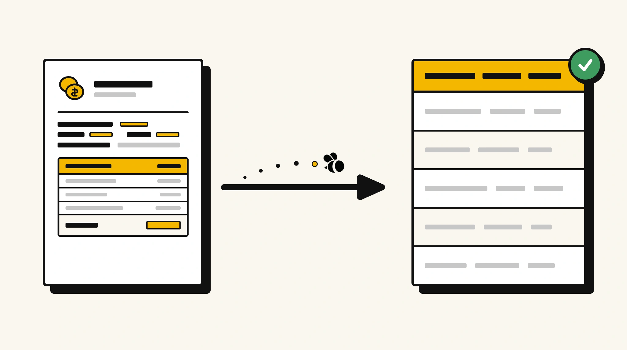 Extracting structured data from a invoice into a spreadsheet with ParserBee