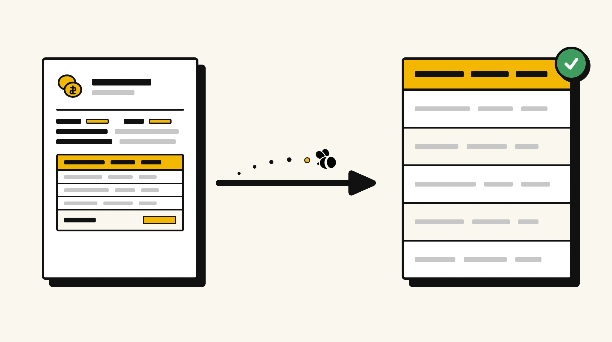 Extracting structured data from a purchase order into a spreadsheet with ParserBee
