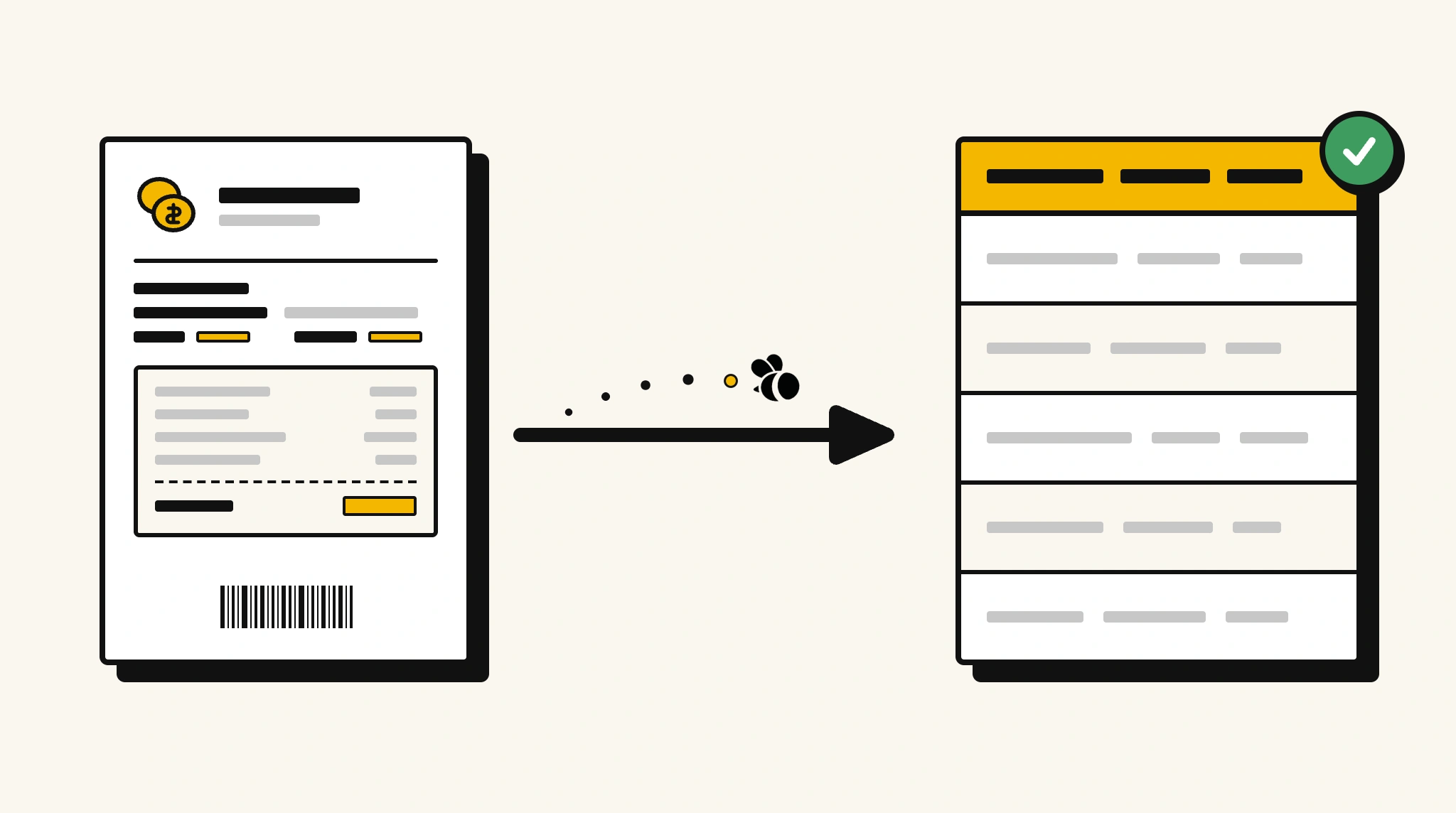 Extracting structured data from a receipt into a spreadsheet with ParserBee