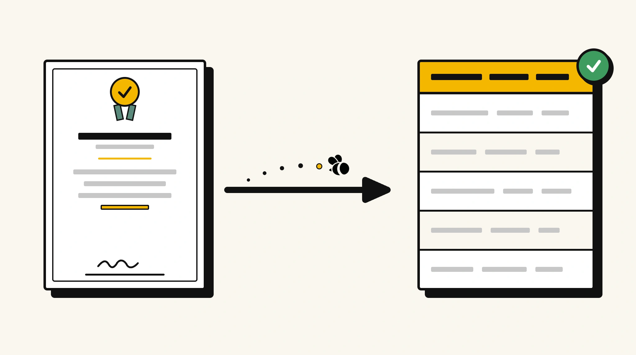 Extracting structured data from a training certificate into a spreadsheet with ParserBee