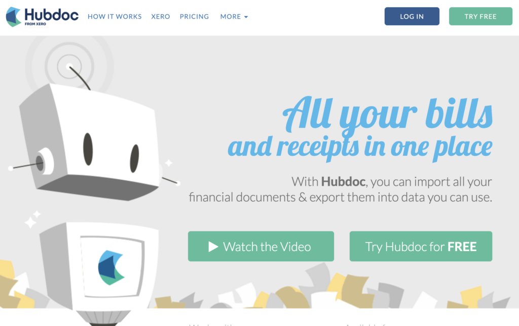 Hubdoc document capture software homepage